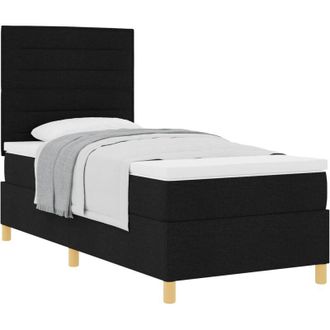 vidaXL Box Spring Bed with Mattress Black 90 x 190 cm Fabric vidaXL