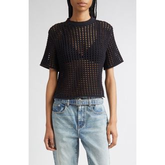 Proenza Schouler Kimia Open Crochet Sweater in Black at Nordstrom, Size X-Small