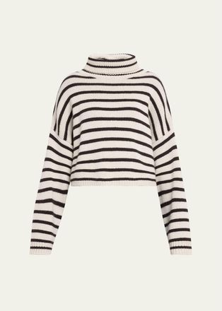 Lisa Yang Zerlina Striped Drop-Shoulder Cashmere Sweater