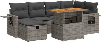 vidaXL Set Sof&aacute;s Jard&iacute;n Y Cojines 8 Pzas Rat&aacute;n Sint&eacute;tico Acacia Gris Vidaxl