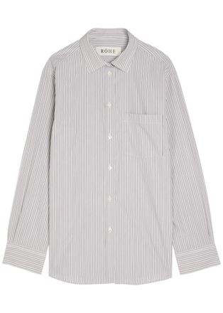 R&oacute;he Striped Cotton Shirt - White - 34 (UK6 / XS)