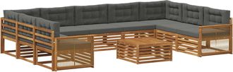 vidaXL Conjunto De Sof&aacute;s De Exterior 10 Uds. Natural Y Antracita Vidaxl