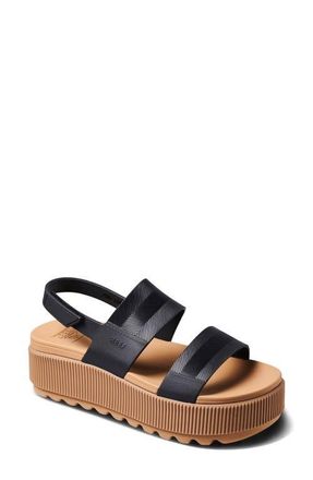 Reef Water Vista Platform Slingback Sandal in Black/tan at Nordstrom, Size 10