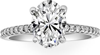 Pompeii3 2 1/2Ct Oval Lab Grown Diamond Engagement Ring in 14k White or Yellow Gold