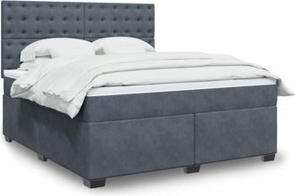 vidaXL Cama Box Spring Con Colch&oacute;n Terciopelo Gris Oscuro 180x200 Cm Vidaxl