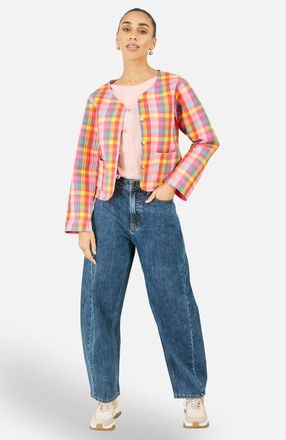 Yumi Checked Reversible Cotton Quilted Jacket in Multi at Nordstrom, Size 10