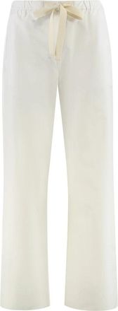 Max Mara Poplin Broek met Trekkoord - Dames - Wijde Broeken - Beige - XS - Katoen - Broeken