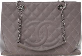 Chanel Pre-owned The Grand Shopping Tote - Dames - Vintage Shopper - Grijs - ONE Size - Leer - Vintage