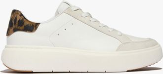 FitFlop Fitflop Rtg Leopard-backtab Leather/suede Womens Fashion Trainers Urban White/chocolate Mix - Size UK 5