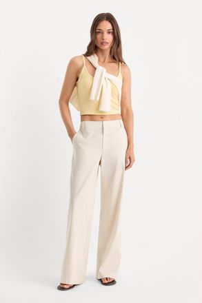 Good American Womens The Linen Trouser | Lino, Size 12 | Good American by Khlo&Egrave; Kardashian