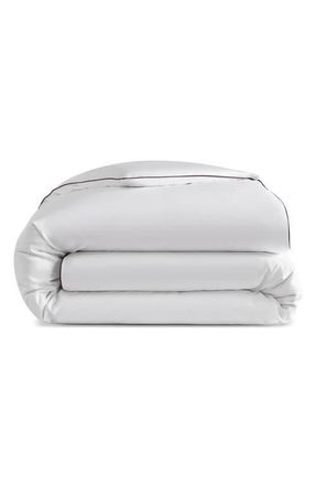 Sunday Citizen Contrast Piping Duvet Cover in White /Fig at Nordstrom, Size Queen