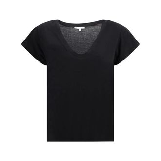 James Perse T-Shirts, female, Black, Size: XS Short Sleeve V Neck
