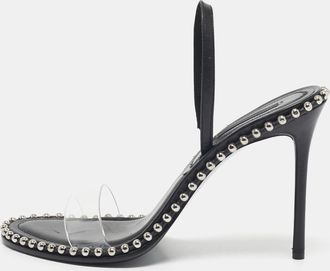 Alexander Wang Black Leather And Pvc Studded Nova Slingback Sandals