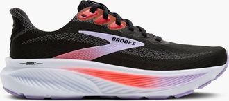Brooks Womens Ghost 17 Shoes In Black/purple/coral