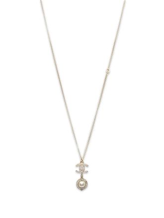 Chanel 1986-1988 halsketting met imitatieparel - Goud
