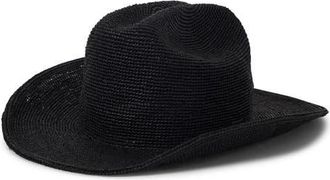 Brixton Odessa Packable Straw Cowboy Hat in Black at Nordstrom, Size X-Small