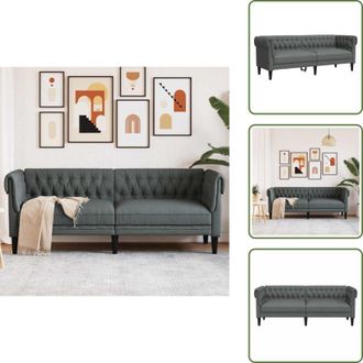 vidaXL The Living Store Divano Chesterfield a 3 Posti Grigio Scuro in Tessuto - Divano in tessuto