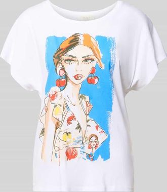 Oui Relaxed Fit T-Shirt mit Motiv-Print in Weiss, Gr&ouml;&szlig;e 34
