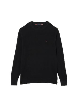 Tommy Hilfiger Mens Textured Round Neck Jumper, Black (Black), XXL