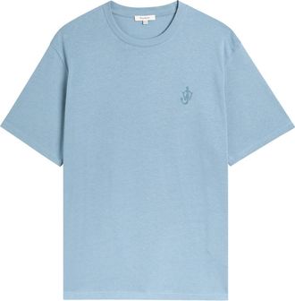 J.W.Anderson Anchor Embroidered Cotton T-shirt - Blue - XL