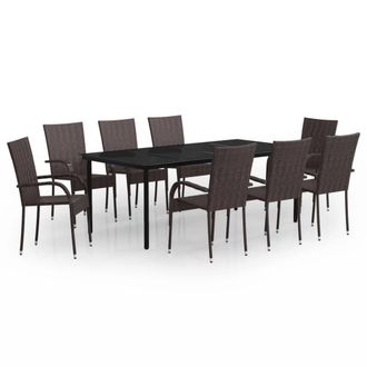 Berkfield Home 9 Piece Garden Dining Set Brown & Black