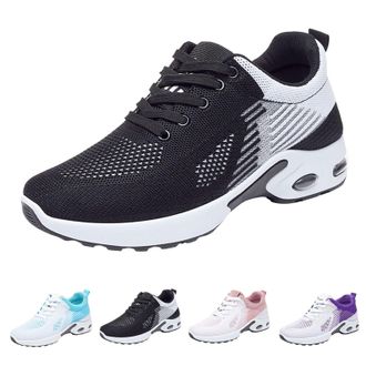 Generic Womens Air Cushion Road Running Shoes Wide Toe Box Fashion Gym Jogging Walking Sneakers Women Breathable Mesh Sports Lace up Arch Support Shoes Comfor