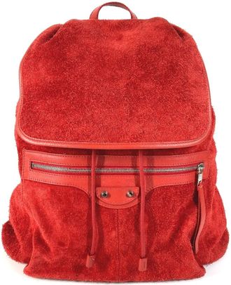 Balenciaga Red Color Leather Suede Backpack (Pre-Owned)