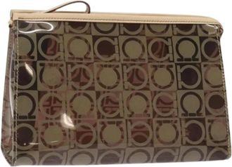 Ferragamo Pre-owned Canvas Pouch - Dames - Vintage Clutch - Bruin - ONE Size - Vintage