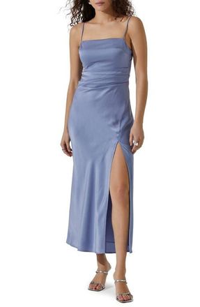ASTR the Label Satin Slipdress in Dusty Blue at Nordstrom, Size X-Small