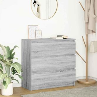 Berkfield Home Sideboard Grey Sonoma 80x35x76 cm Engineered Wood | Size: 80 x 35 x 76 cm