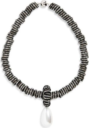 Julietta Faux Pearl Pendant Necklace in Black at Nordstrom