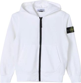 Stone Island Kids Sweatshirts, male, White, 2 Y, ZipUp Hoodie Knitwear Jumper