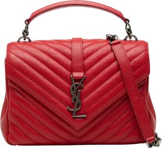 Saint Laurent Pre-owned Leren Handtas - Dames - Vintage Handtas - Rood - ONE Size - Leer - Vintage