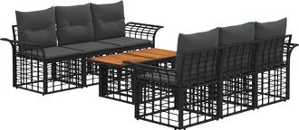 vidaXL Conjunto De Sof&aacute;s De Jard&iacute;n 7 Uds. Negro Y Gris Oscuro Vidaxl