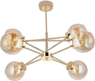 OEM L&aacute;mpara De Ara&ntilde;a Cris Beige Cristal 6xe27 60 Cm