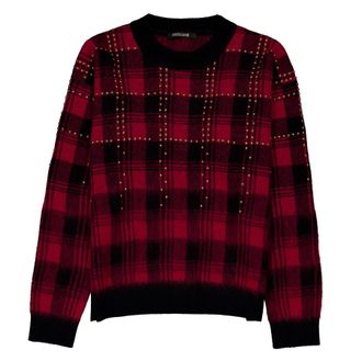 Roberto Cavalli Mens Tartan Plaid Knit Sweater, Size Medium