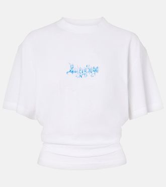 Balenciaga Logo cotton jersey top