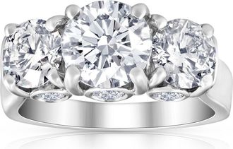 Pompeii3 4 5/8 Ct TW Three Stone Diamond Engagement Ring 14k White Gold Lab Grown