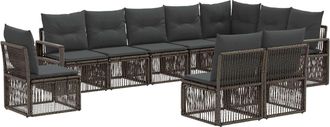 vidaXL Conjunto De Sof&aacute;s De Jard&iacute;n 10 Uds. Gris Rat&aacute;n Sint&eacute;tico Vidaxl