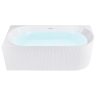 Beliani Ba&ntilde;era Esquinera Derecha Moderna 170 X 80 Cm Acabado Acr&iacute;lico Acanalado Ba&ntilde;o Mate Blanco Gocta