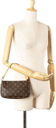 Louis Vuitton Pre-owned Womens Pochette Accessoires Shoulder Bag - Brown Textile - One Size