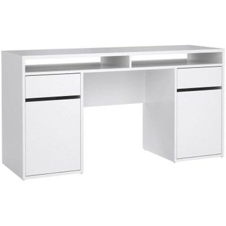 Dmora Scrivania Dina, Scrittoio multiuso, Tavolo per ufficio porta pc, Piano di lavoro, 149x48 h77 cm, Bianco lucido - Dmora