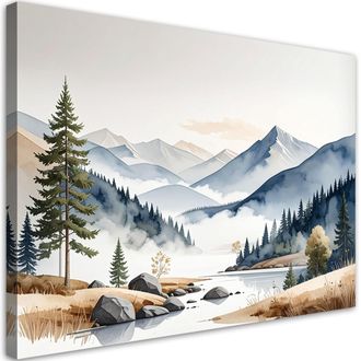 Feeby Impresi&oacute;n De Imagen, Paisaje De Monta&ntilde;a Naturaleza &Aacute;rboles Beige, 120x80