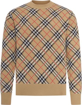 Burberry CHECKED COTTON AND WOOL PULLOVER - Burberry - Man