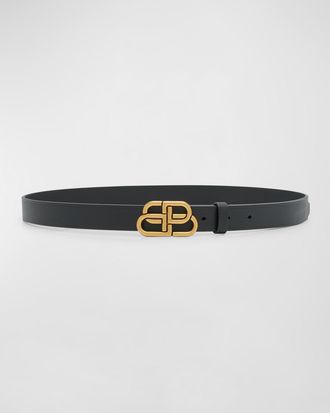 Balenciaga Golden BB Thin Leather Belt