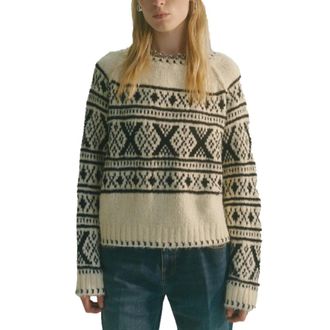 Circus Hotel Maglia Motivo Norvegese - Dames - Truien - Beige - Maat: S