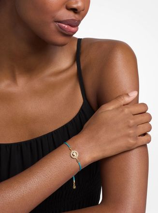 Michael Kors Pav&eacute; Gold-Tone Logo Corded Bracelet