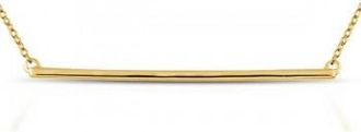 Allurez Horizontal Thin Straight Bar Pendant Necklace 14k Yellow Gold
