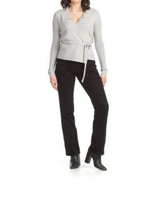 Papillon Wrap Style Sweater Top In Grey