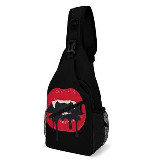 Generic Vampire Lips Unisex Shoulder Bags Casual Crossbody Chest Bag Sling Backpack for Hiking Cycling Travel